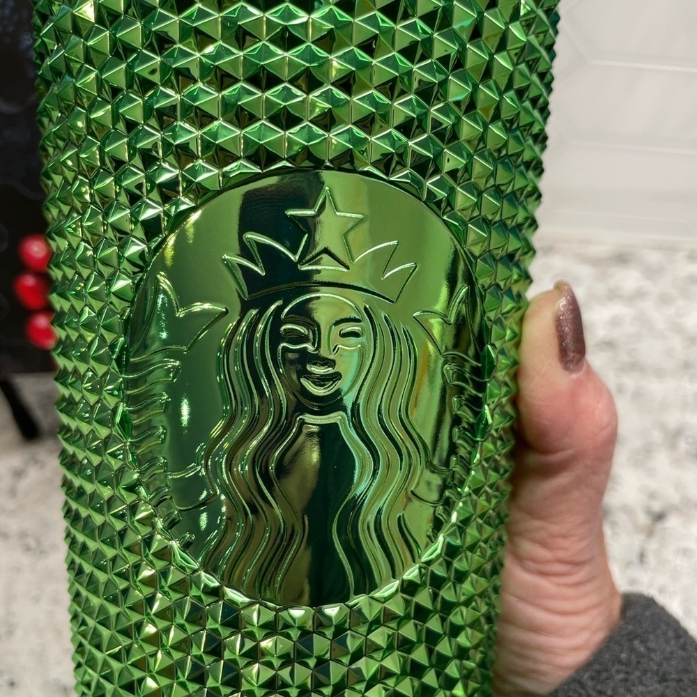 Starbucks Metallic Light Green Studded Bling Tumbler. 24 Oz. Super bling! NWT! - Picture 3 of 8